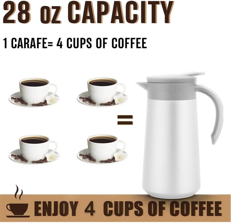 GearRoot 28oz Coffee Carafe Airpot Insulated Coffee Urn Stainless Steel Vacuum Thermal Pot Flask for Coffee, Hot Water, Tea, Hot Beverage - Keep 9 Hours Hot, 18 Hours Cold - Image 3